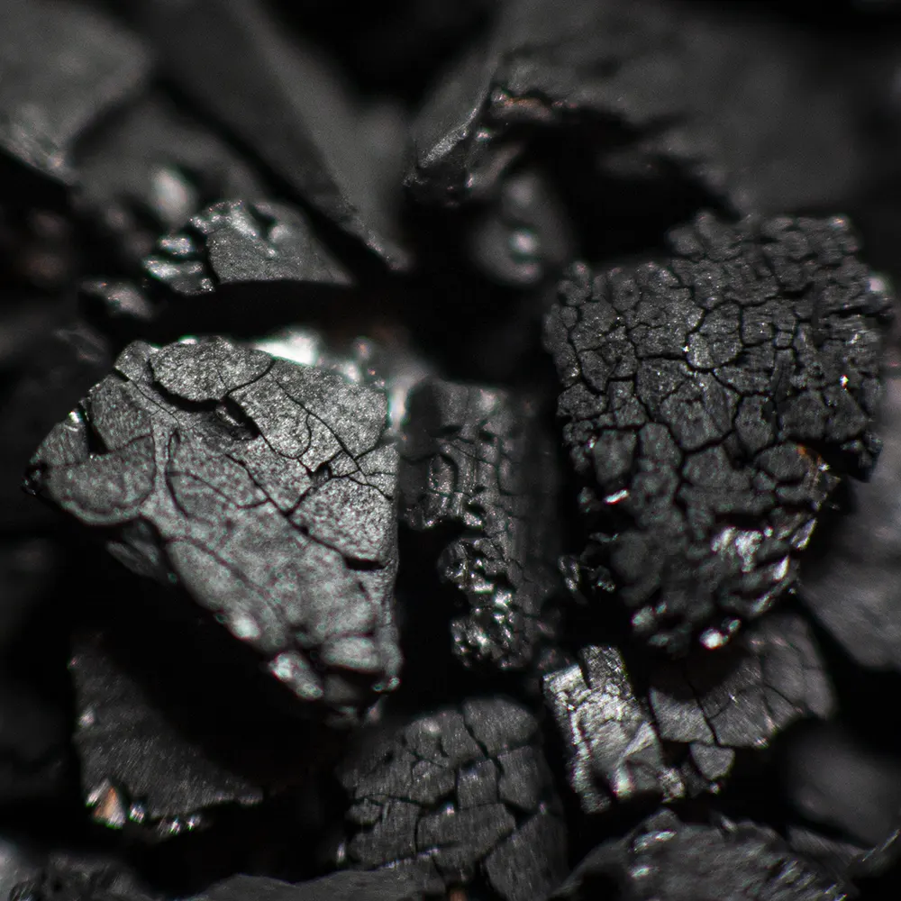 Macro photo of activated carbon granules