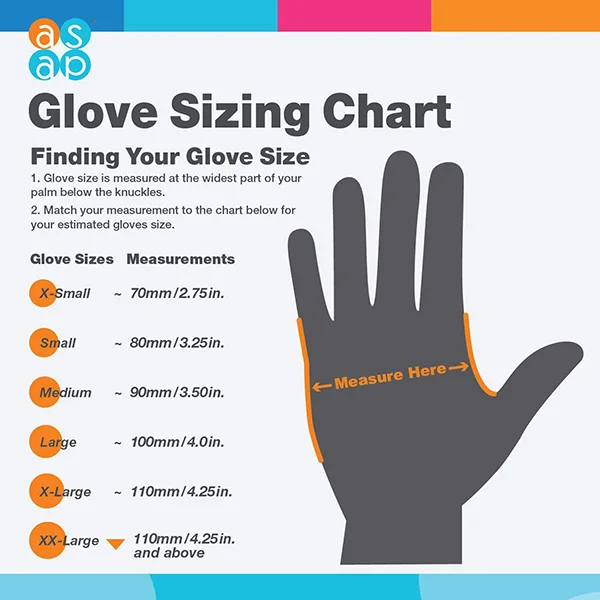 Resin printing nitrile gloves size chart
