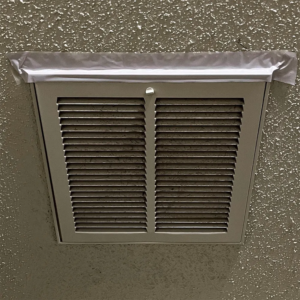 The HVAC return duct grille in our resin room should be closed off to prevent fumes from entering the house